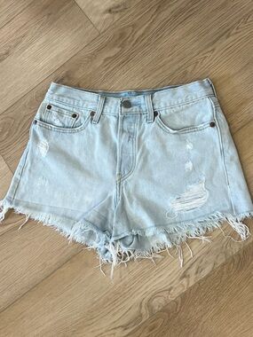 Levi's Light Blue Distressed Denim Cutoff Shorts